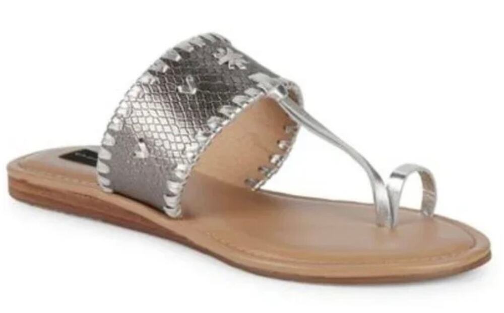 Steven by Steve Madden 'Mykonos' Women's 8M Sliver Leather Braided Thong Sandal